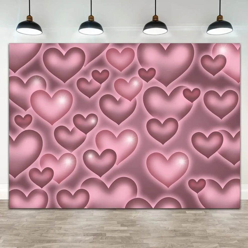 Pink Hearts Photography Backdrop 7x5 NEW